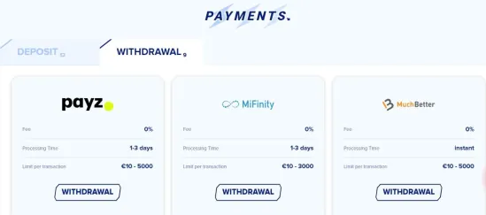 withdrawal limits Sportaza